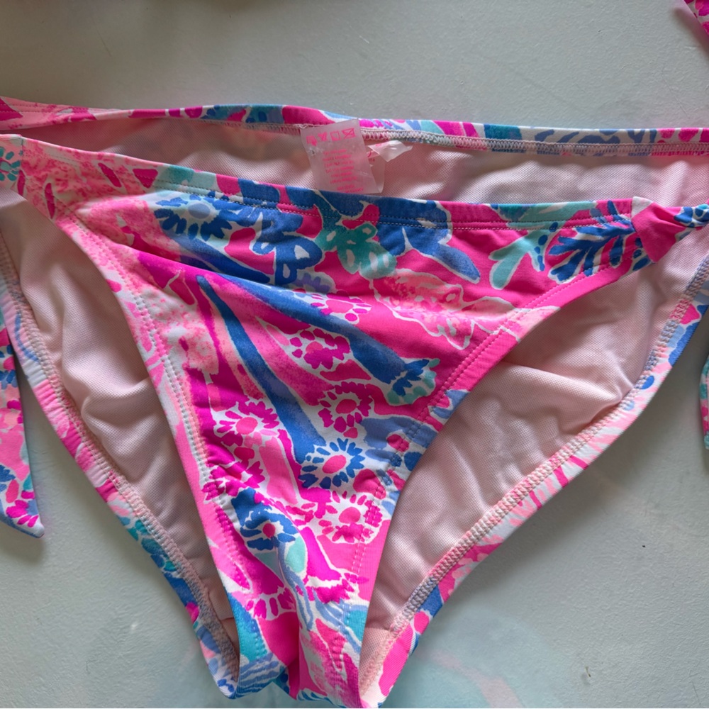 Lilly Pulitzer Pink and Blue women's Bikini set 2 tops 1 bottom - Picture 4 of 7